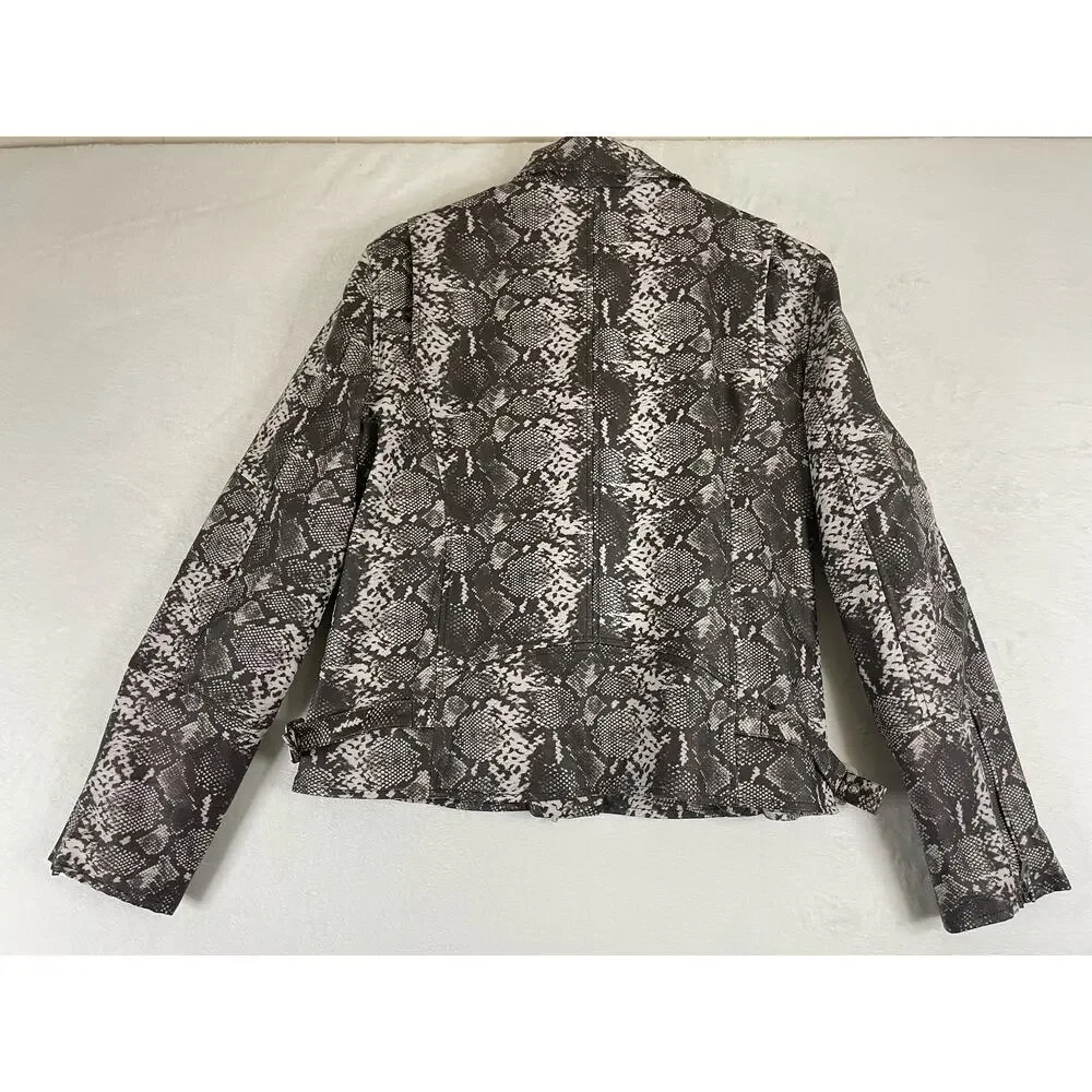 Colleen lopez Moto Jacket womens size medium Faux Leather Coat 0717 - Picture 2 of 9